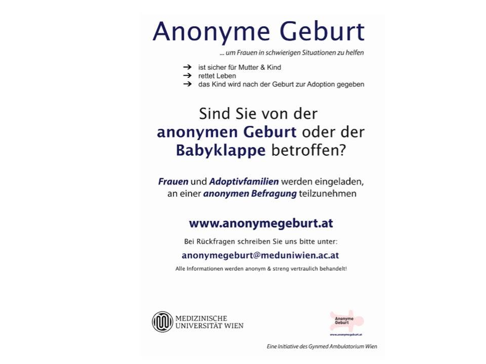 Folder zur Umfrage „Anonyme Geburt"